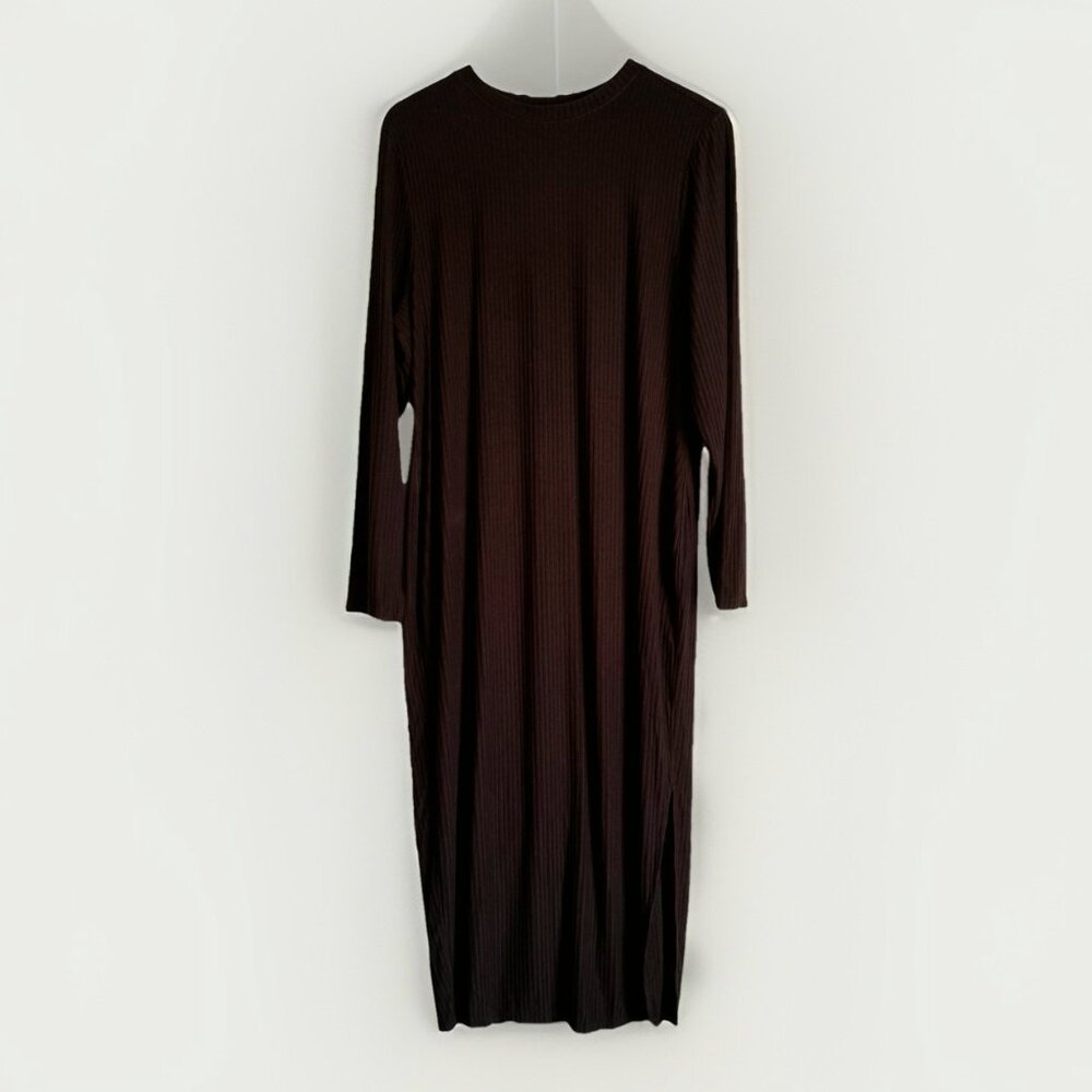 Universal Standard Black Lexi Long Sleeve Ribbed Dress Womens 14/16 Quiet Luxury
